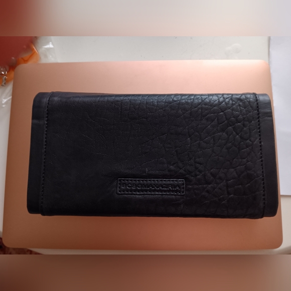 BCBG Black Leather Travel Documents Clutch Passport Wallet - Picture 2 of 4